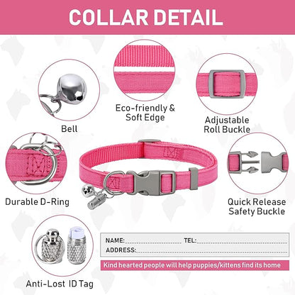 GAMUDA Small Pet Harness Collar and Leash Set, Step in No Chock No Pull Linen Fabric Soft Mesh Dog Vest Harnesses Reflective for Dogs Puppy Cats Kitten Rabbit (Pink, XL)