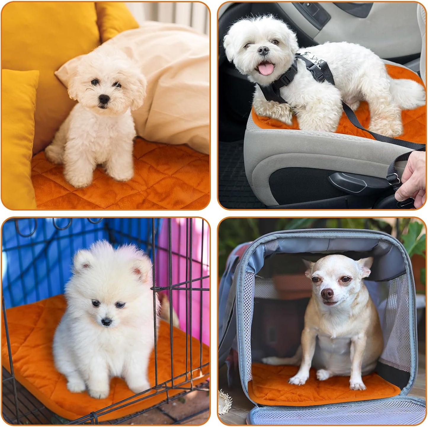 4 Pack Self Heating Cat Pad Self Warming Dog Mat Reflects Body Heat Extra Warm Thermal Pet Pad Washable Dog Cat Bed Crate Bed Mat Blanket(19 x 27.5 Inch,Orange)