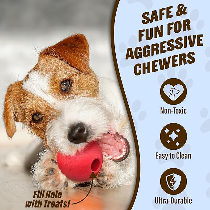 GoSports Pets Solid Rubber Dog Balls - Heavy Duty for Aggressive Chewers - 3 Pack, 2.5 Inch