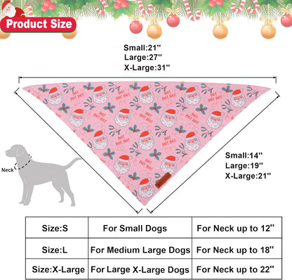 ADOGGYGO Pink Christmas Dog Bandana, Santa Xmas Tree Dog Scarf, Adjustable Fit Pink Pet Christmas Bandanas for Small Dogs Puppies (Small)