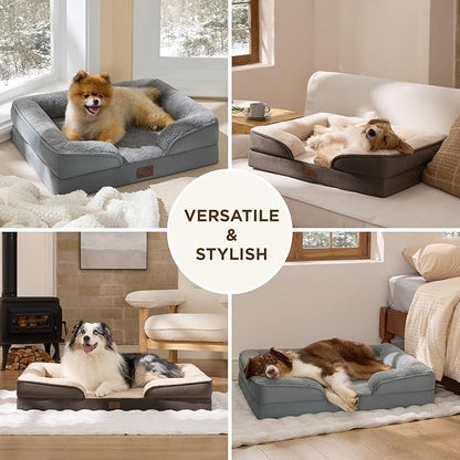 Bedsure Self Warming Orthopedic Dog Bed Medium Size Dogs - Washable Medium Dog Bed Waterproof, Comfort Pet Couch with Removable Cover, Supportive Foam Pets Sofa with Nonskid Bottom, Grey