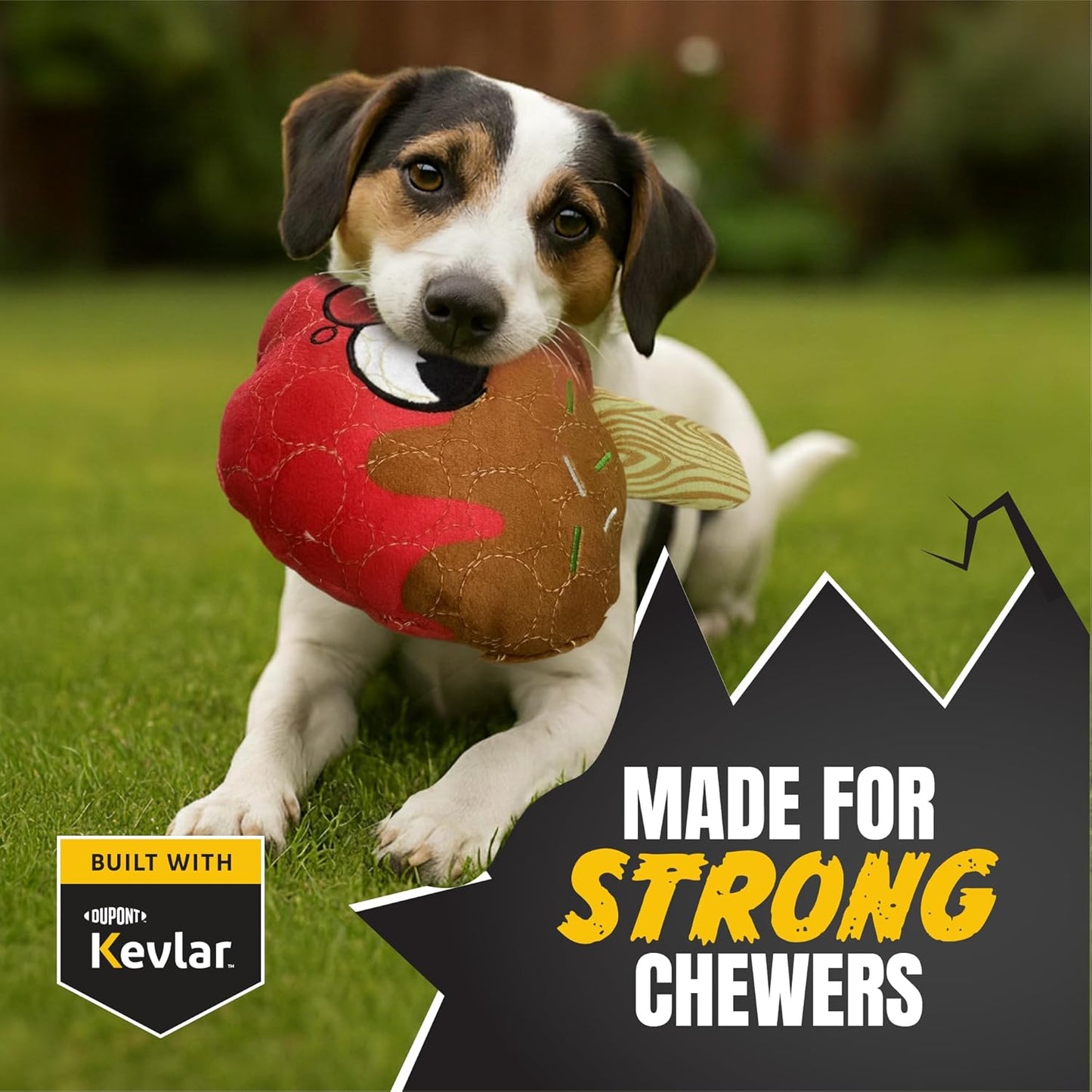 Bite Force -Durable & Strong Dog Toy Candy Apple Buddy with Squeaker, Kevlar-Reinforced for Aggressive Chewers for Small Medium Large Dogs - red.