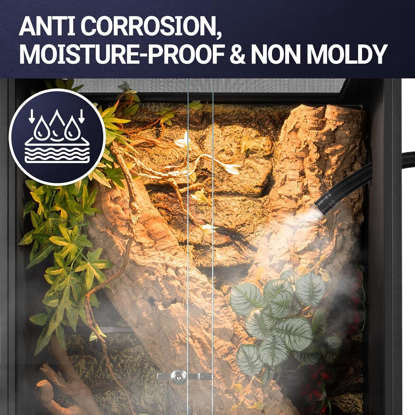 REPTIZOO 67 Gallon PVC Tall Reptile Tank, 24 x18x36 inch Large Reptile Terrarium for Gecko Lizard Chameleon Frog Snake, Enclosure Habitat with Sliding Door & Top Screen Ventilation