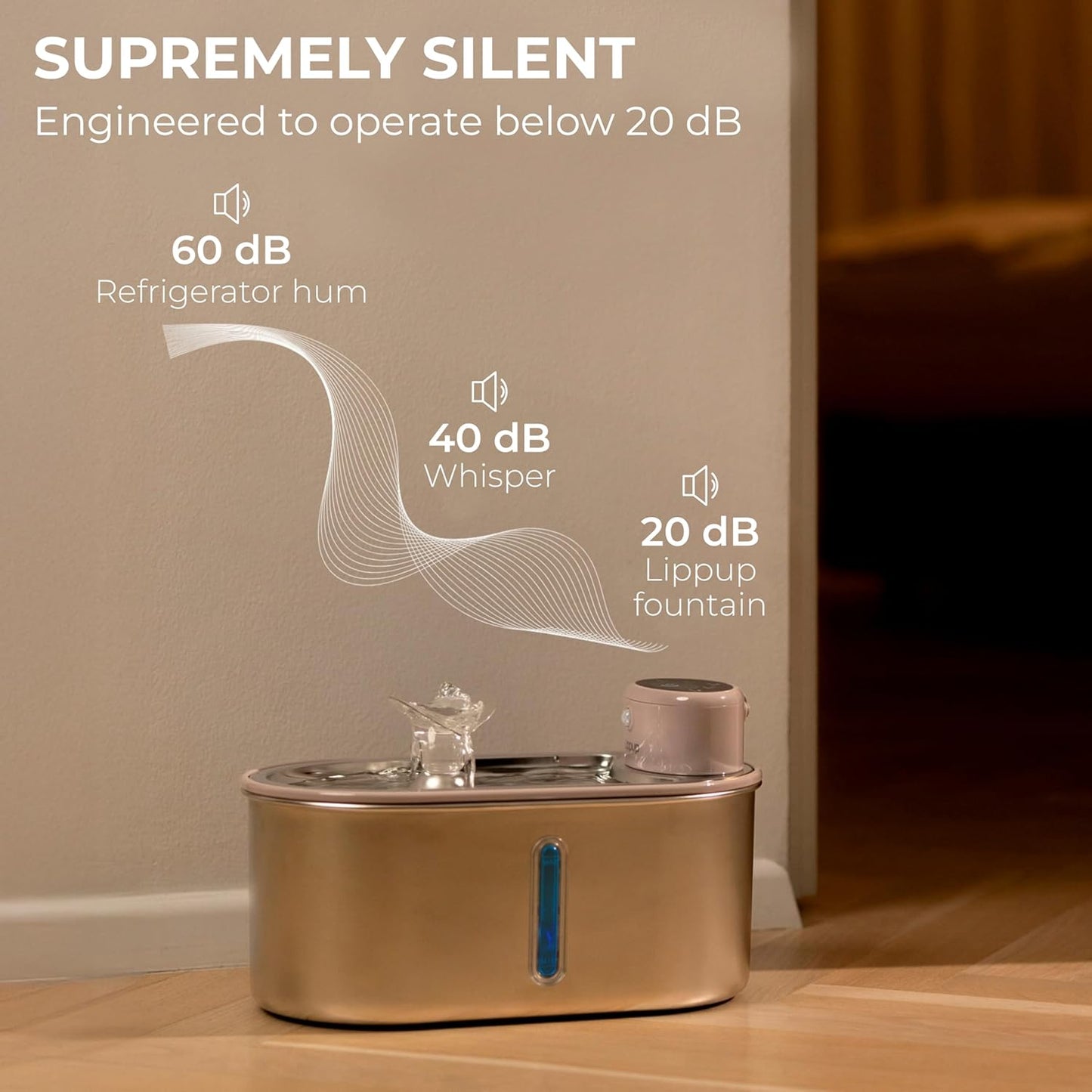 Wireless Cat Water Fountain Stainless Steel 108oz/3.2L, Cordless, Battery Operated Cat Fountain (Last up to 50 Days), Ultra Quiet, 2 Flow Modes, Multi-Filtration, BPA Free, Includes 2 Filters - Black