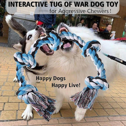 Dog Rope Toys for Large Dogs Aggressive Chewers, Dog Chew Toys for Large Breed Indestructible, Heavy Duty Tough 3 Feet 5 Knots Dog Toy, Sturdy Rope toy for Dogs Tug of War Dog Toy Teeth Cleaning