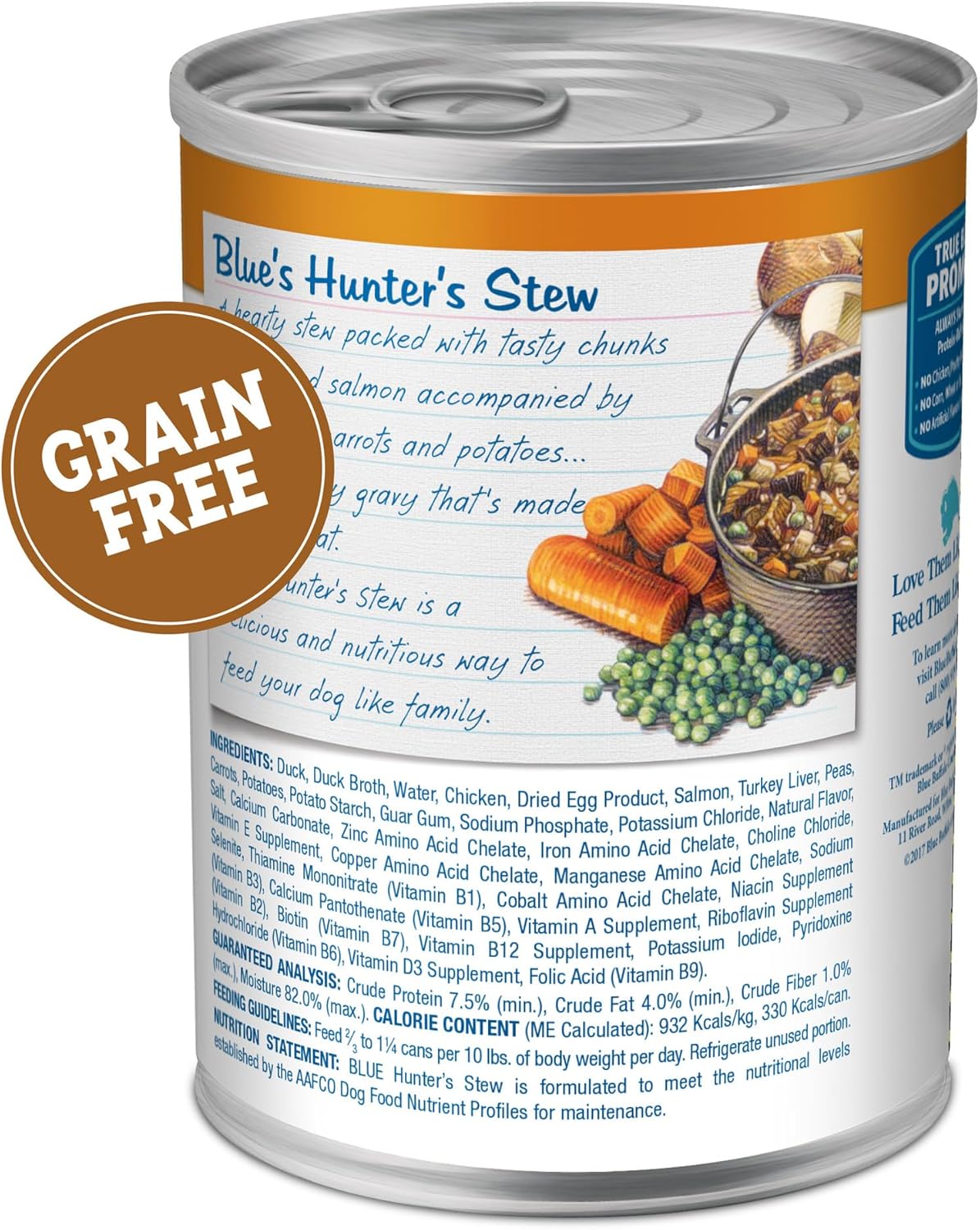 Blue Buffalo Blue's Stew Grain Free Natural Adult Wet Dog Food, Hunter's Stew 12.5 oz cans (Pack of 12)