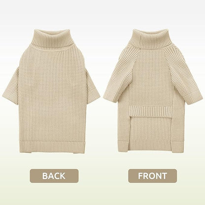 Queenmore Soft Warm Large Dog Sweater, Large Dog Sweaters for Male Dogs, Pet Christmas Sweaters, Extra Large Breeds Kintwear, Turtleneck Pullover Pet Clothes, Apricot 3XL