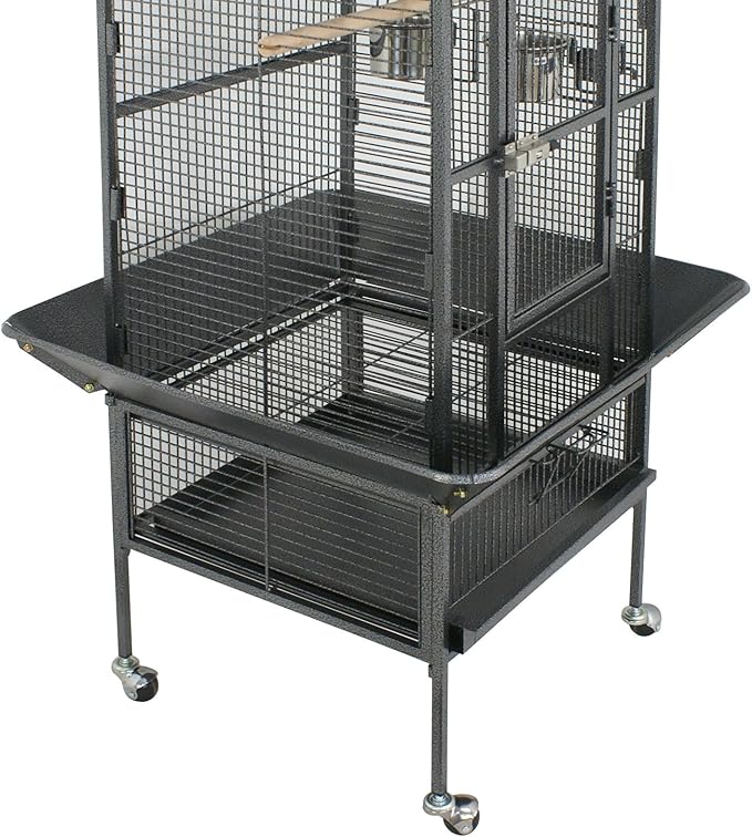 ZENY 61-inch Playtop Parrot Bird Cages, Wrought Iron Large Birdcage with Rolling Stand for Parakeet Cockatiels Quaker Conure Lovebird Finch Canary Small Medium Parrot Cage Birdcage (Black)