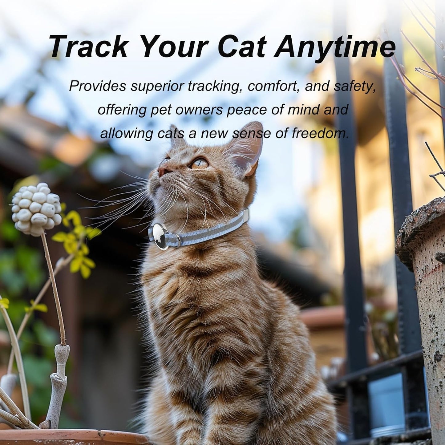 AirTag Cat Collar, Ultra Elastic Cat Tracker Collar with Apple Air Tag Holder, [Lightweight][Scratch Resistant] Stepless Adjustable GPS Pet Collar for Cats Kittens [Blue]