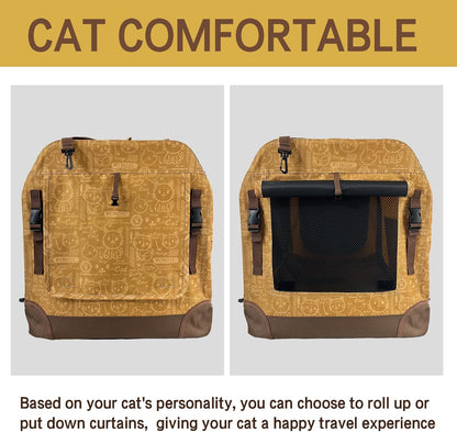 Extra Large Cat Carrier Soft Sided, Portable Small Dog Carrier for 2 Cats, 24"x16.5"x16" Car Travel Folding Comfortable Design, Yellow