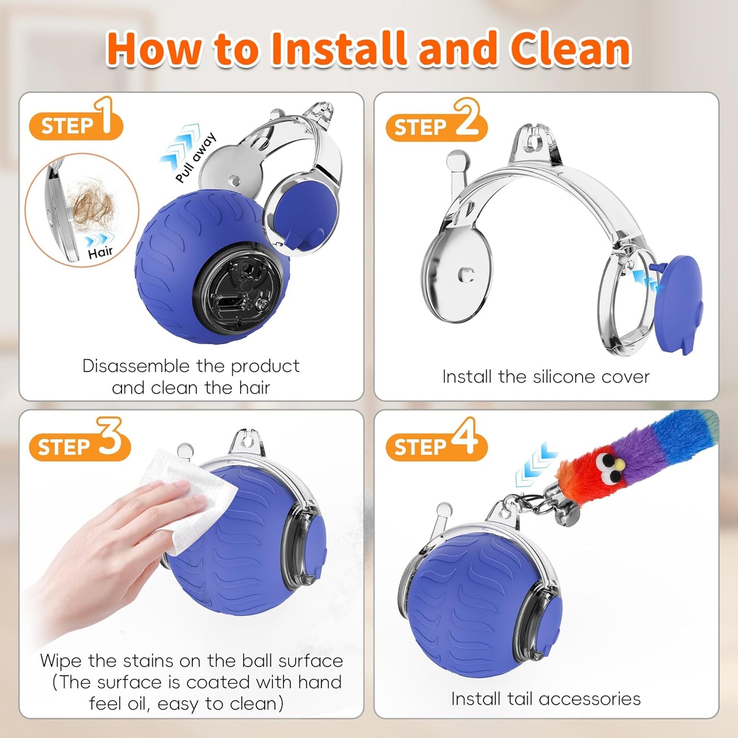 UPSKY Interactive Cat Toy Ball for Indoor Cats, Automatic Moving Electric Rolling Cat Ball Toy, 3-Speed Modes Smart Kitten Toys with Sounds, USB Rechargeable & Sturdy for Bored Kittens/Adult Cats