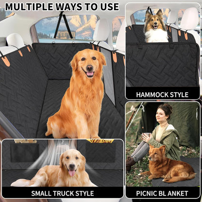 Back Seat Extender for Dogs,Dog Car Seat Cover for Back Seat,Hard Bottom Dog Bed for Car with Mesh Window,100% Waterproof and 600D Oxford Scratch-Resistant Backseat Car Seat for Cars Trucks and Suv