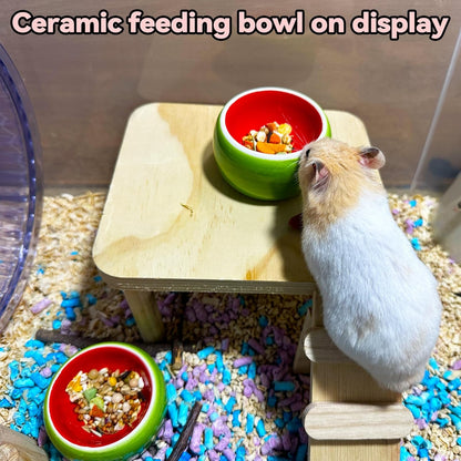 Hamiledyi Hamster Bowl Ceramic Food Water Feeding Dish Guinea Pig Water Rat Bowl for Gerbil Mouse Chinchilla Hedgehog Sugar Glider(2PCS)