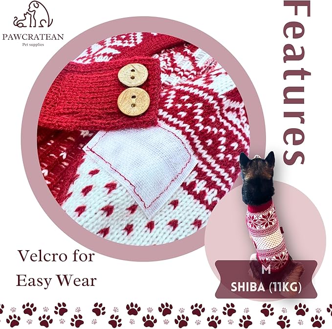 Cute Sweater for Dogs and Cats Soft Flannel Pet Outfit Warm and Cozy Animal Hoodie Small to Large Pet Clothes for Halloween Parties and Everyday Wear (Small, Red National Totem)