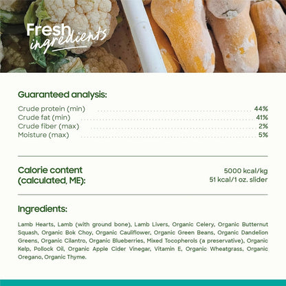 smallbatch Pets Freeze Dried Raw Dog Food, Lamb Recipe, 25 oz, Organic High Protein Dog Food, Grain Free, Made in The USA, Humanely Raised Meat, Single Protein, for Picky Eaters, Hydrate & Serve