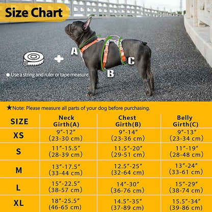 Huntboo Escape Proof Dog Harness, No Pull Reflective Harness with Lift Handle, Adjustable Pet Vest with Front and Back Leash Clips for Small Medium Large Dogs Walking Hiking Training (Orange,L)