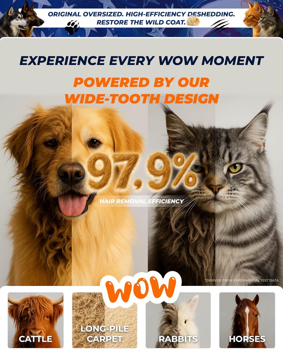 Dog brush for shedding Oversized 2-Sided Dog Brush African Padauk Handle