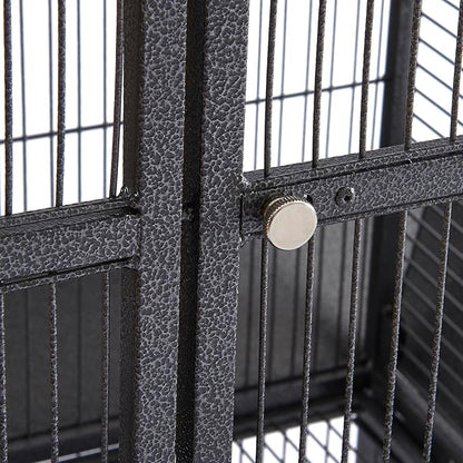 61 Inch Wrought Iron Large Bird Flight Cage with Rolling Stand for Budgie Parakeet Conure 18" L x 18" W x 61" H