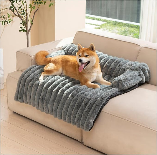 Avont Dog Bed Mat for Couch, Warm Fluffy Calming Sofa Topper Furniture Protector for Small Medium Large Dogs Cats with Removable Washable Cover -Darkgrey(M)