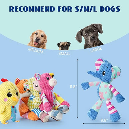 Nocciola Stuffed Crinkle Squeaky Dog Toys: 5 Pack Cute Animal Plush Toys for Small Medium Size Dogs, Durable Puppy Chew Toys for Boredom and Calming Aid, for Dogs