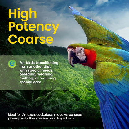 Harrison's Bird Foods High Potency Coarse—Maximum Nutritional Formula for Medium to Large Birds, Certified Organic Non-GMO Pet Bird Food, Vet-Developed, Suitable for All Life Stages, 11.3 kg/ 25 lb