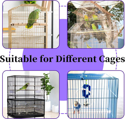 Daoeny Large Bird Cage Cover, Bird Cage Seed Catcher, Adjustable Soft Nylon Mesh Net with Twinkle Moon Star, Birdcage Cover Skirt Seed Guard for Parrot Parakeet Macaw Round Square Cages (Black)