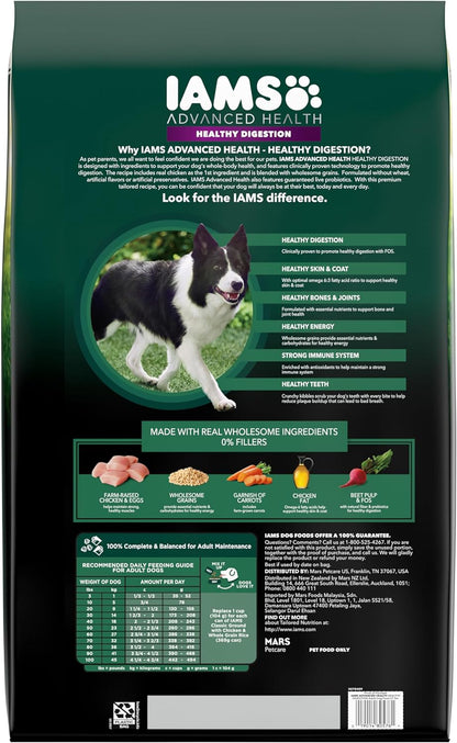 IAMS Advanced Health Healthy Digestion Adult Dry Dog Food with Real Chicken, 27 lb. Bag