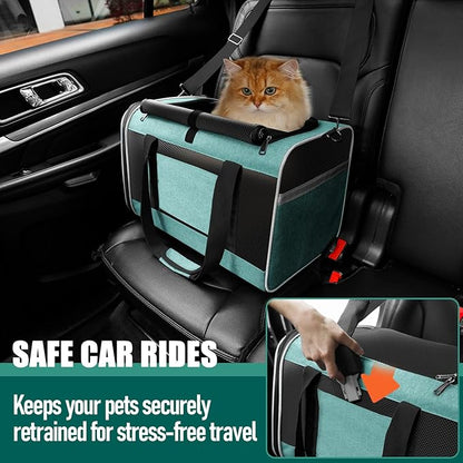 Soft Cat Carrier Large Cat 20 lbs/Kitty Cat Travel Crate for Pet Top Load/Small Dog Sturdy Transport Fabric Carry Bag 10 Pounds/Yorkie Kennel with Pocket Teal Aqua