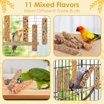 KATUMO Parrot Treats 5 PCS Bird Crunch Sticks Cockatiel Treats Parakeet Snacks Conure Food Sticks for Parakeet Cockatiel Canary Finch Lovebird Conure Lorikeet Parrots