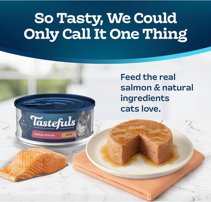 Blue Buffalo Tastefuls Wet Cat Food Paté, Made with Natural Ingredients, Salmon Entrée, 5.5-oz Cans (24 Count)
