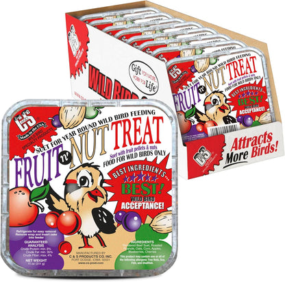 C&S Fruit n’ Nut Suet Treat, Suet Cakes for Wild Birds Including Robins, Blue Jays, Bluebirds, Tanagers, Thrushes and More, 8 Pack