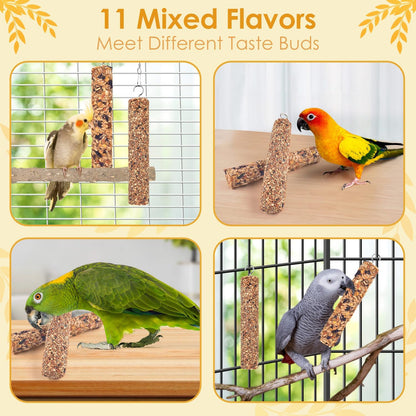 KATUMO Parrot Treats 2 PCS Bird Crunch Sticks Cockatiel Treats Parakeet Snacks Conure Food Sticks for Parakeet Cockatiel Canary Finch Lovebird Conure Lorikeet Parrots