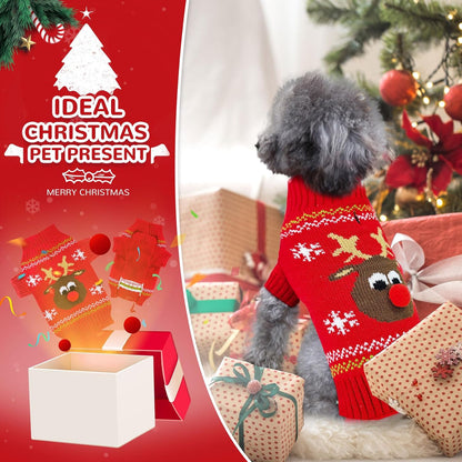PETCARE Dog Christmas Sweater Red Ugly Funny Cute Cartoon Reindeer Cat Sweaters Jumper Holiday Dog Clothes Puppy Sweaters for Small Medium Large Dogs Fall Winter Outfits Xmas Dogs Costume,Medium