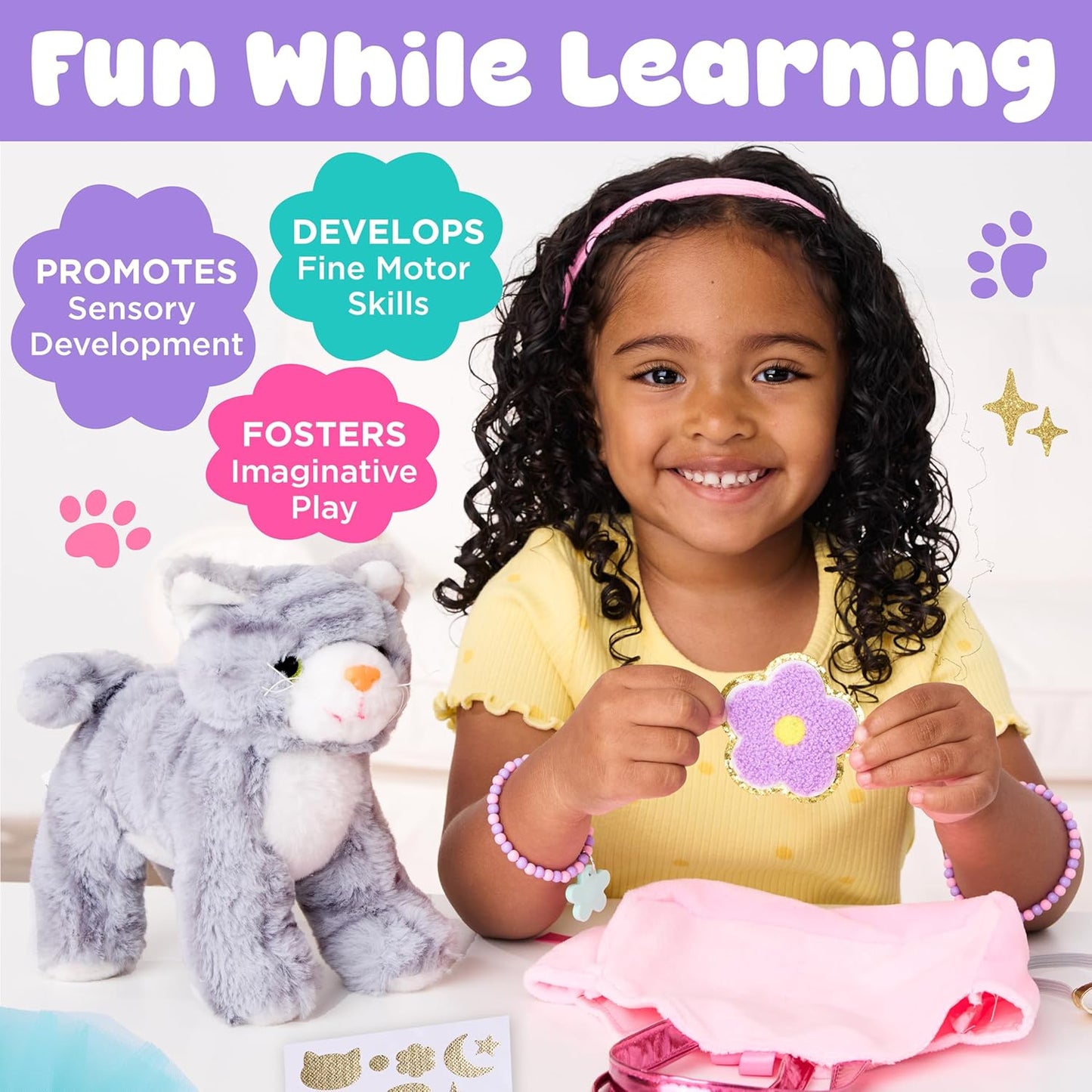 Creativity for Kids Cuddly Kitten Kit | Adopt, Accessorize & Decorate a Plush Pet | Toddler Purse & BFF Jewelry Gift for Girls | Encourages Imaginative Play & Fine Motor Skills (Ages 4+)