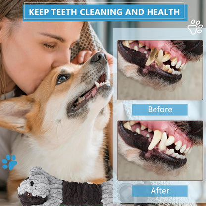 Plush Dog Squeak Toys with Crinkle Paper - Pull Interactive Tug of War Dog Toy, Great for Dental Health, Strengthening Bonds and Anxiety Relief for Puppies, Small, Medium, Large Dogs