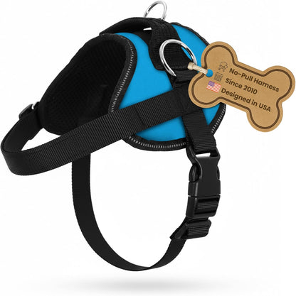 Bark Appeal Aqua Blue No-Pull Dog Harness for Extra Large Sized Pets – Adjustable, Reflective Vest with 3 Leash Clips for Added Control, Easy Walks & Training – XXL