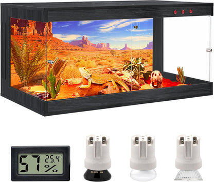 Royxen Tempered Glass Reptile Enclosure (Black, 61Gallons,40" Length)