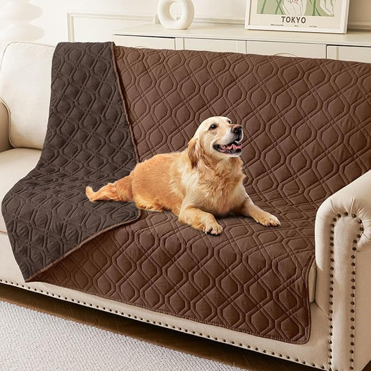 hyha Waterproof Dog Bed Blanket, Soft Pet Blankets, Waterproof Couch Cover for Dogs, Reversible Sofa Covers Washable for Furniture (52x82 Inch, Chocolate/Brown)