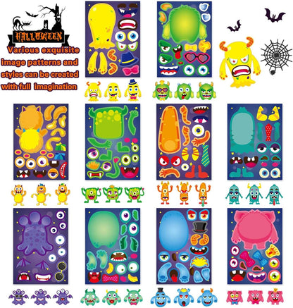 50 Sheets Make a Monster Face Stickers for Kids Make Your Own Little Monster Sticker Sheets Halloween Party Favor Stickers Birthday School Classroom Reward Gift