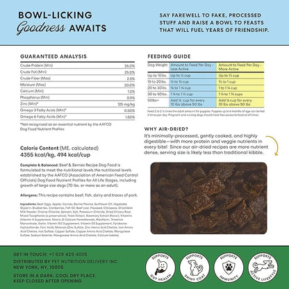 The Pets Table - Air Dried Dog Food Sampler 4 Pack - 16 Ounce Bags of Each: Beef & Berries, Chicken & Sweet Potato, Salmon & Whitefish, and Lamb & Beef - 16 Ounce (Pack of 4)