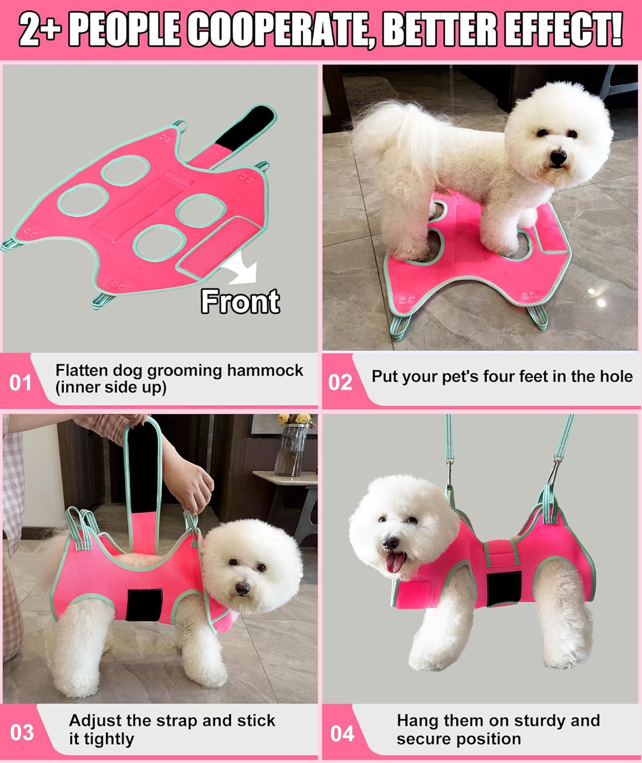 Dog Grooming Hammock, Small Dog Hammock for Nail Trim, Hanging Harness for Claw Care,Grooming Sling Holder Hanger with Thick Fabric Neck Support Wide Strap Restraint