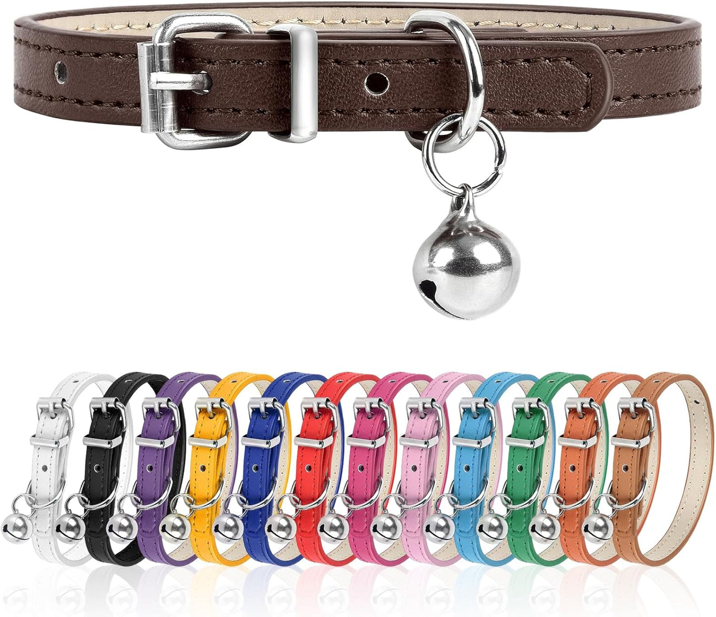 XXS Dog Collar for Teacup Adjustable Teacup Dog Collar for Small Medium Large Dogs 3/8 inch Width (Brown, XXS)