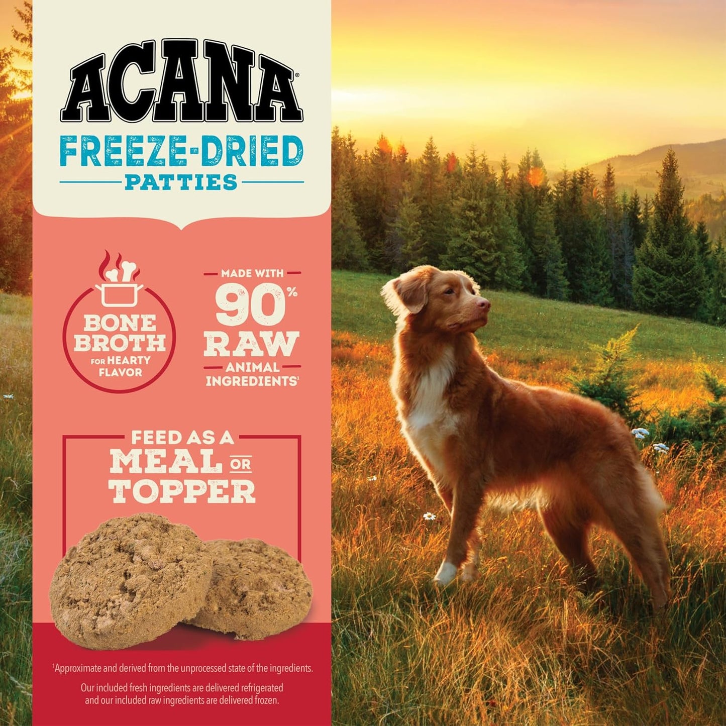 ACANA Grain-Free High Protein Freeze Dried Dog Food & Topper Ranch-Raised Beef Recipe Patties 14oz Bag