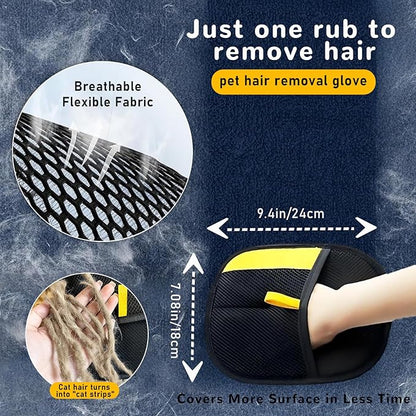 Pet Hair Removal Gloves for Cats & Dogs, Reusable & Washable Electrostatic Pet Hair Remover Gloves Tool, The Magic Brush Pet Hair Remover for Laundry, Couch, Furniture, Carpet, Car Seat Surface (2pcs)
