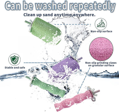 4PCS Bird Beak Grinding Stone,Bird Parrot Cage Perch Stand Platform Foot Claws Trimmer Chewing Toys for Budgies, Parakeets, Cockatiels, Conures