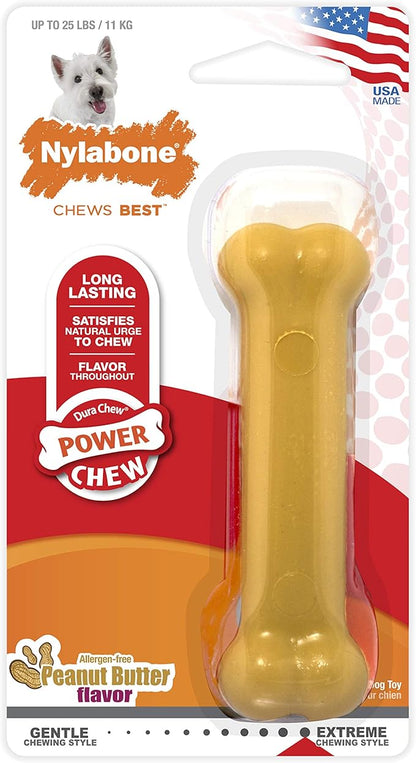 Nylabone Original Bone Power Chew Toy for Dogs, Durable & Tough Dog Toys for Aggressive Chewers, Peanut Butter Flavor, Small - Up to 25 lbs - Up to 25 Ibs, 1 Count