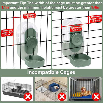 Kenond 28oz Hanging Automatic Rabbit Water Bottle, Guinea Pig Water Bottle No Drip, Gravity Water Dispenser for Cage, Suitable for Guinea Pig, Bunny, Hamsters and Other Small Animals(Green)