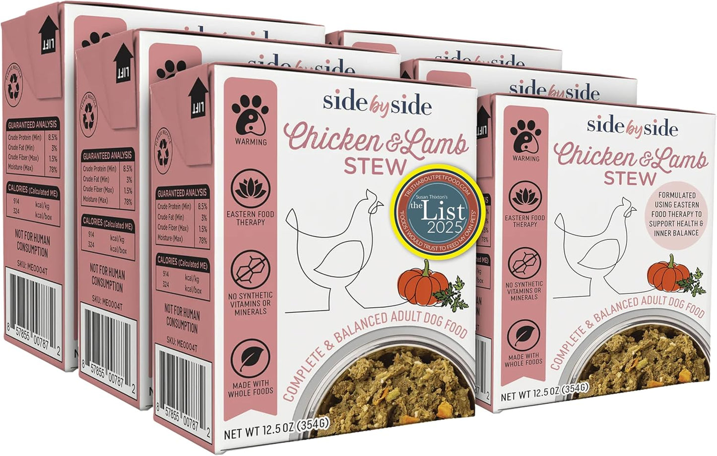 Side by Side Chicken & Lamb Stew - Warming Wet Dog Food & Dog Food Topper for All Breeds - Made with Nutrients & Whole Raw Ingredients - No Artificial Additives or Fillers - USA Made (12.5 oz, 6-Pack)