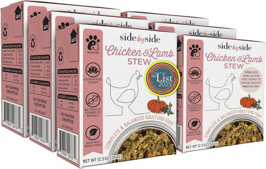 Side by Side Chicken & Lamb Stew - Warming Wet Dog Food & Dog Food Topper for All Breeds - Made with Nutrients & Whole Raw Ingredients - No Artificial Additives or Fillers - USA Made (12.5 oz, 6-Pack)