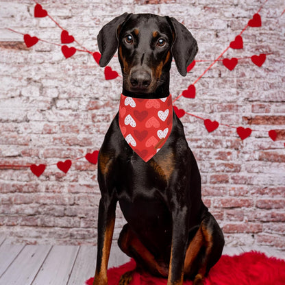 ADOGGYGO Valentine Dog Bandana, Red Blue Heart Love Pet Scarf, Adjustable Fit Pet Valentine Bandanas for Large and Extra Large Dogs (X-Large)